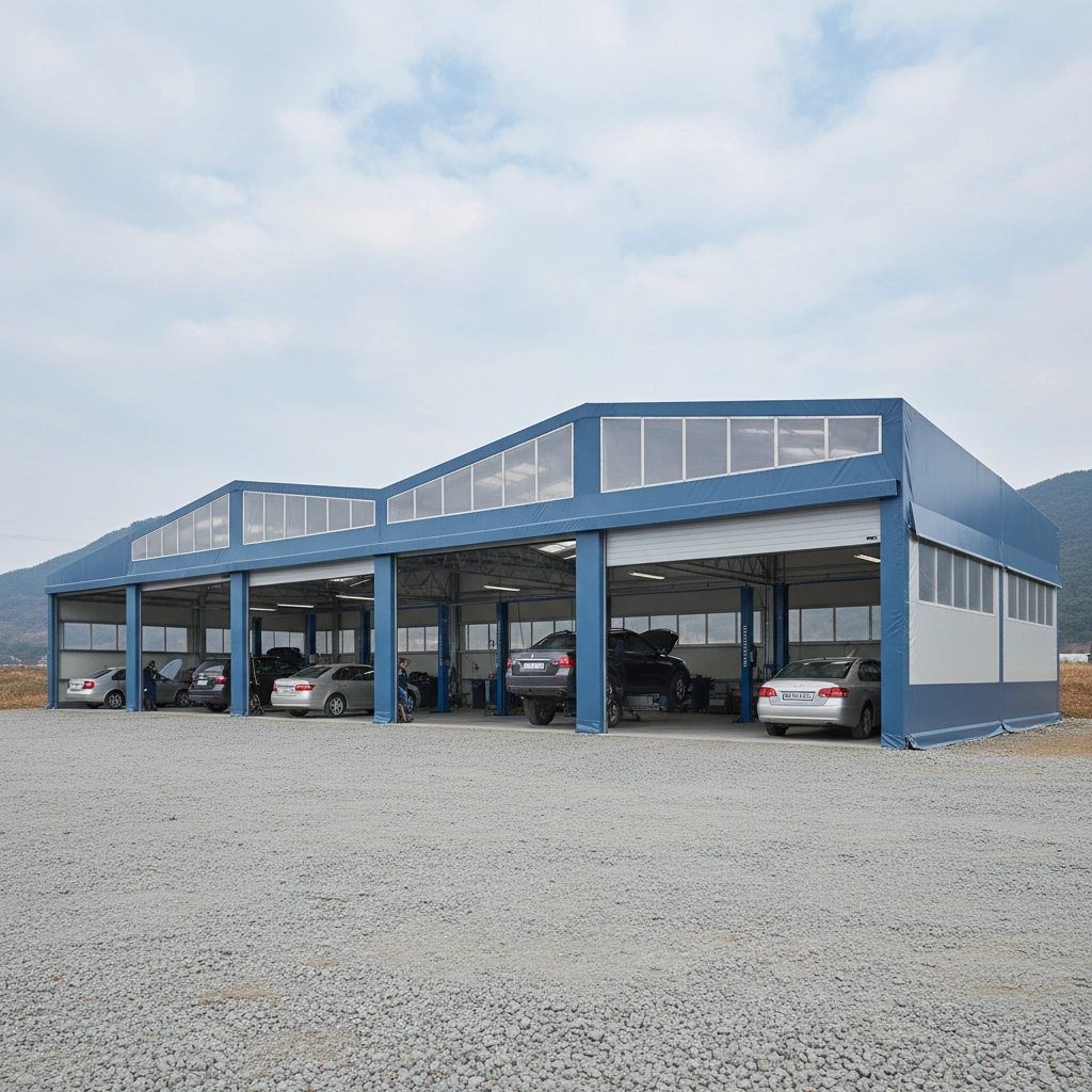 фото Быстровозводимые ангары для автосервисов: особенности проектирования