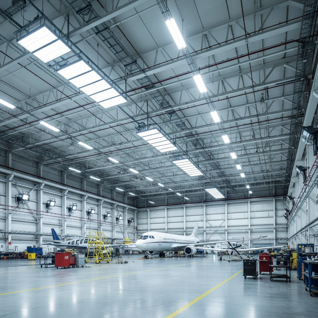 фото Освещение в ангаре: нормы и варианты организации